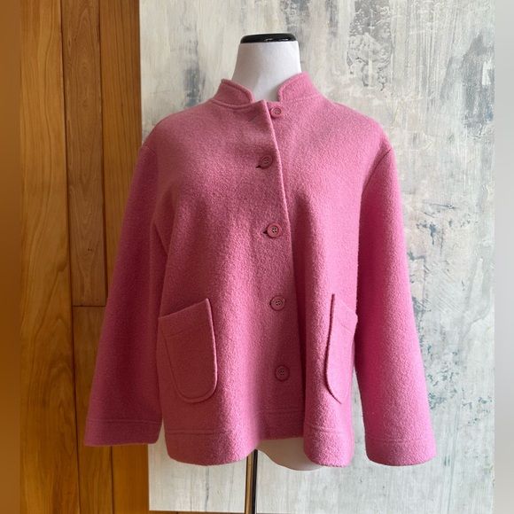 Norm Thompson Jackets & Blazers - Norm Thompson 100% Wool Light Pink Button Up Sweater Jacket. Front Pockets